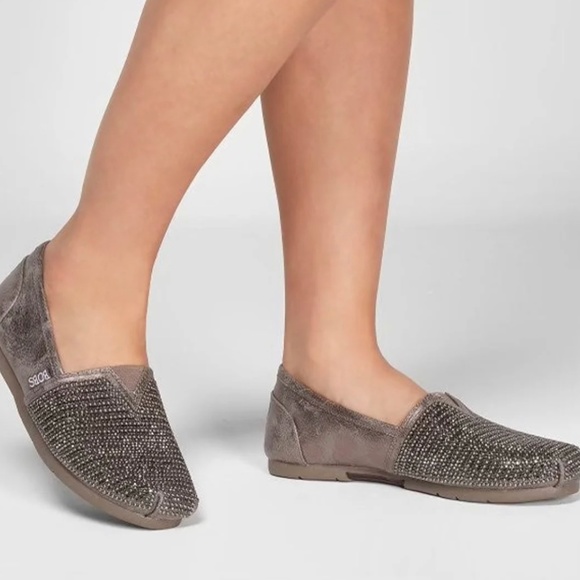 Toms Shoes - Skechers Luxe Bobs Big Dreamer Slip on With Memory Foam, Pewter